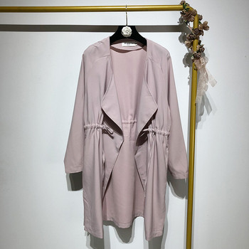 Дамско пролетно - есенно яке с дълъг ръкав и връзки на талията