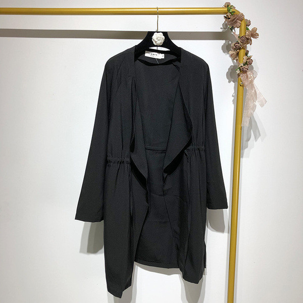 Дамско пролетно - есенно яке с дълъг ръкав и връзки на талията