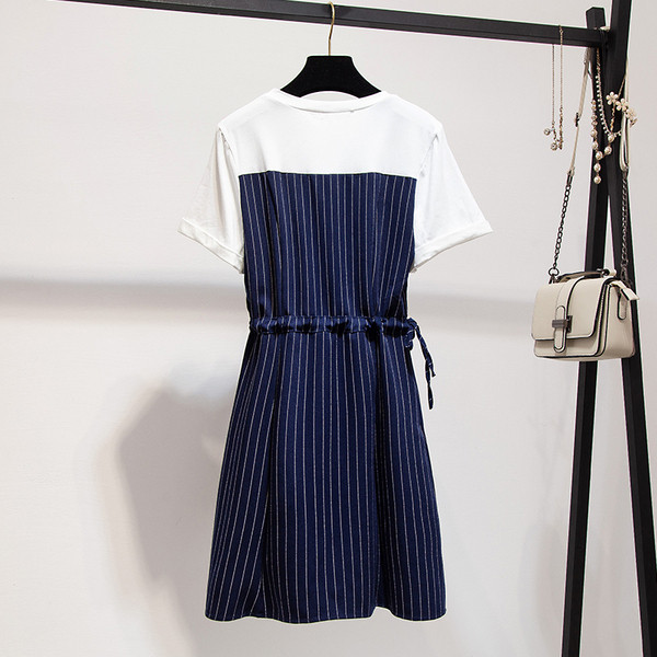 Модерна дамска рокля с къс ръкав и бродерия с размери до 5XL