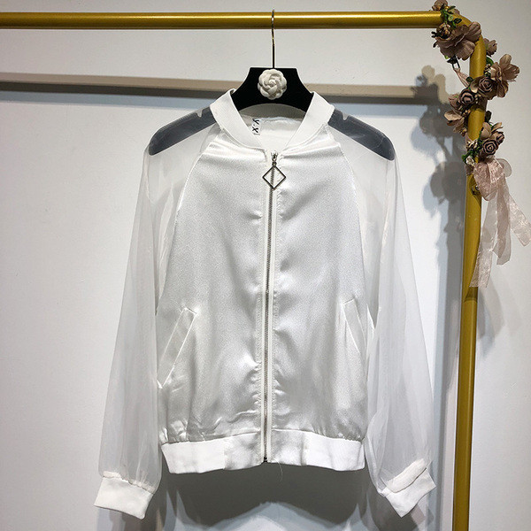 Geaca subtire de dama cu maneci din tul in trei culori