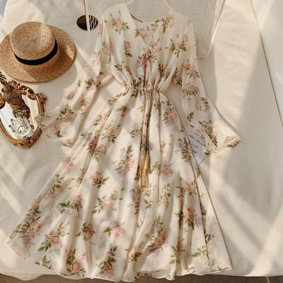 Rochie moderna de dama cu decolteu in V - mai multe culori