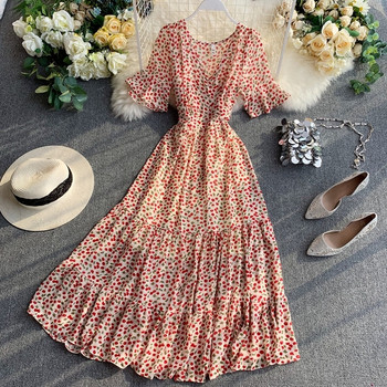 Rochie de dama cu model floral in doua culori