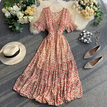 Rochie de dama cu model floral in doua culori