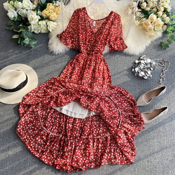 Rochie de dama cu model floral in doua culori