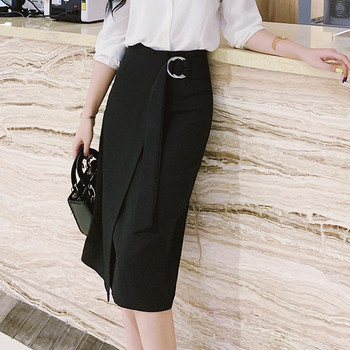 Fusta lunga de dama eleganta cu talie inalta in negru