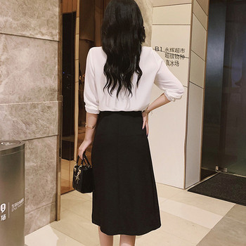 Fusta lunga de dama eleganta cu talie inalta in negru