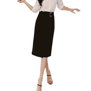 Fusta lunga de dama eleganta cu talie inalta in negru