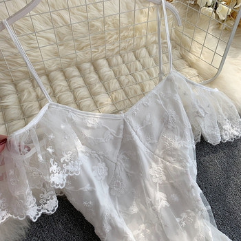 Rochie lunga de dama cu dantela si bretele