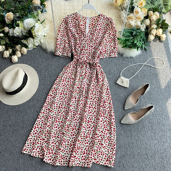 Rochie de dama cu model floral si fermoar in doua culori