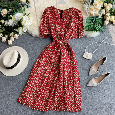 Rochie de dama cu model floral si fermoar in doua culori