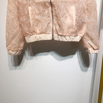 Geaca de dama subtire din dantela de culoare roz