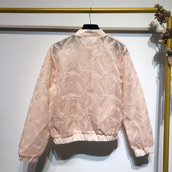 Geaca de dama subtire din dantela de culoare roz