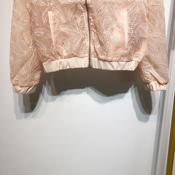 Geaca de dama subtire din dantela de culoare roz