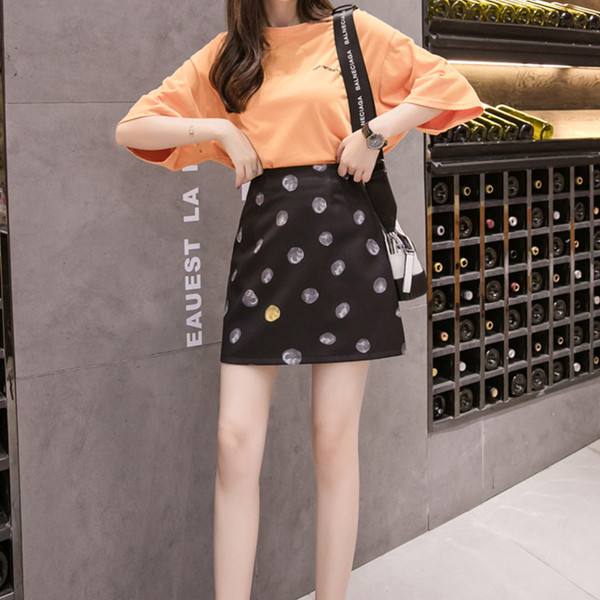 Fusta de dama moderna in doua culori negru si rosu cu talie inalta