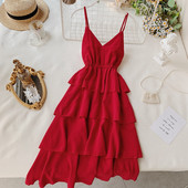 Rochie moderna de dama cu bretele subtiri in mai multe culori