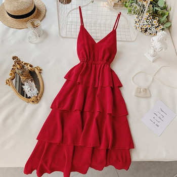 Rochie moderna de dama cu bretele subtiri in mai multe culori