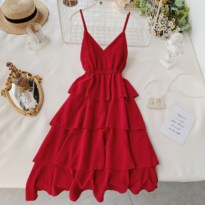 Rochie moderna de dama cu bretele subtiri in mai multe culori