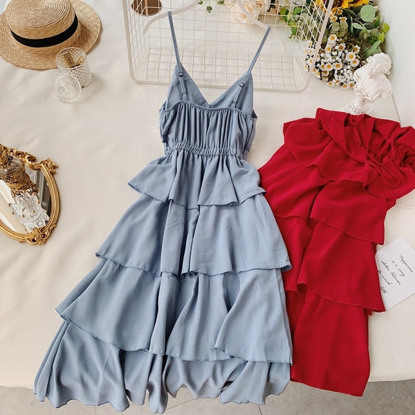 Rochie moderna de dama cu bretele subtiri in mai multe culori