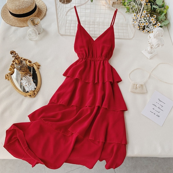 Rochie moderna de dama cu bretele subtiri in mai multe culori