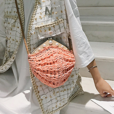 Geanta de dama moderna tricotata cu perle in mai multe culori