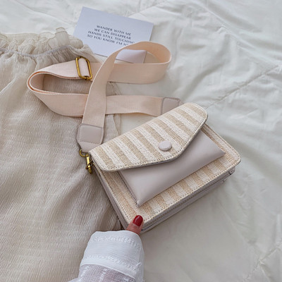 Ежедневна дамска раирана чанта с дълга дръжка в няколко цвята