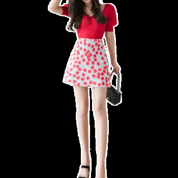 Fusta de dama moderna in doua culori cu talie inalta