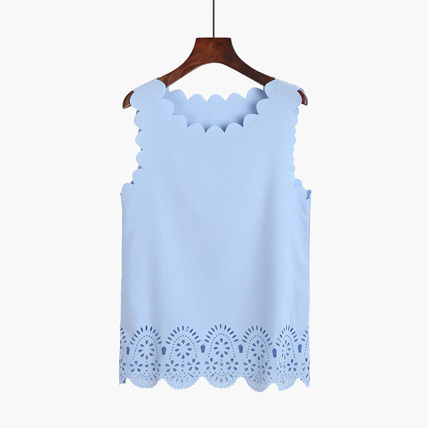 Maieu de damă cu decolteu în formă de O de culoare albastră