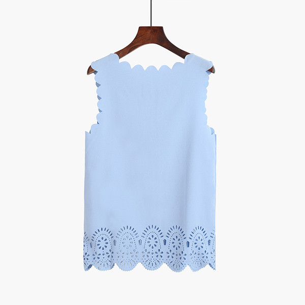 Maieu de damă cu decolteu în formă de O de culoare albastră