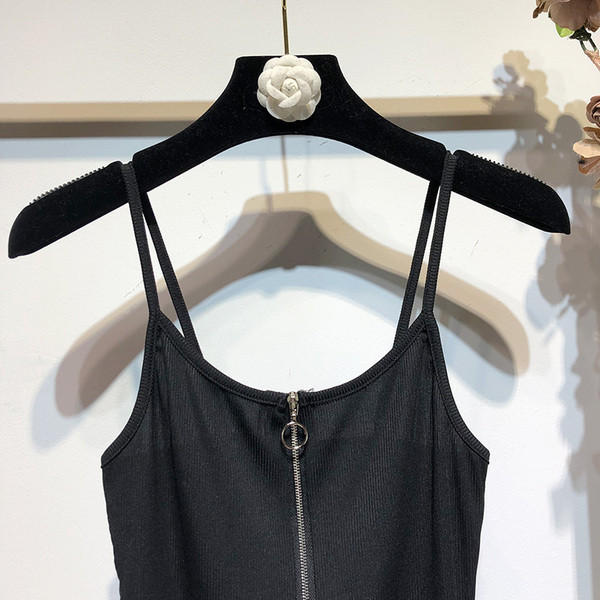 Body de dama cu bretele subtiri si fermoar in doua culori