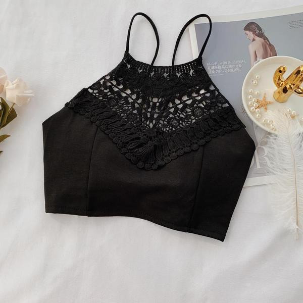 Top scurt de dama cu dantela in trei culori