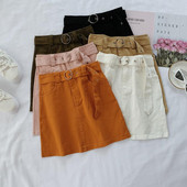 Fusta de dama din denim cu curea in mai multe culori