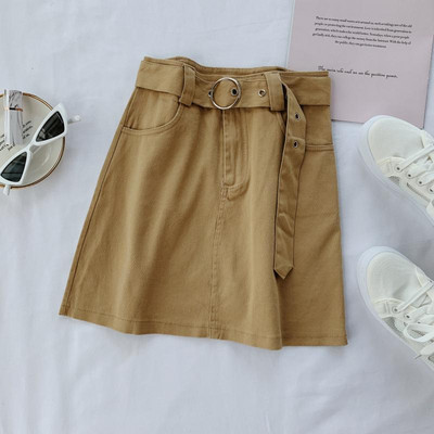 Fusta de dama din denim cu curea in mai multe culori