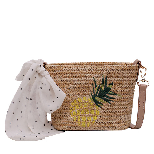 Geanta de dama de vara cu broderie si maner lung in doua culori