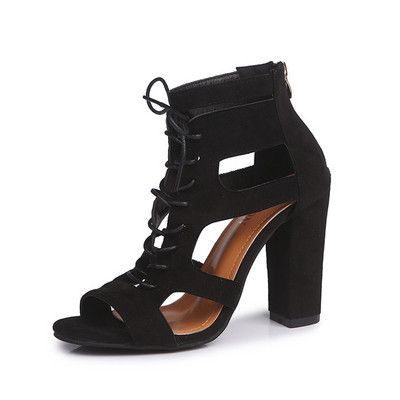 Sandale elegante de damă cu toc, în negru și bej