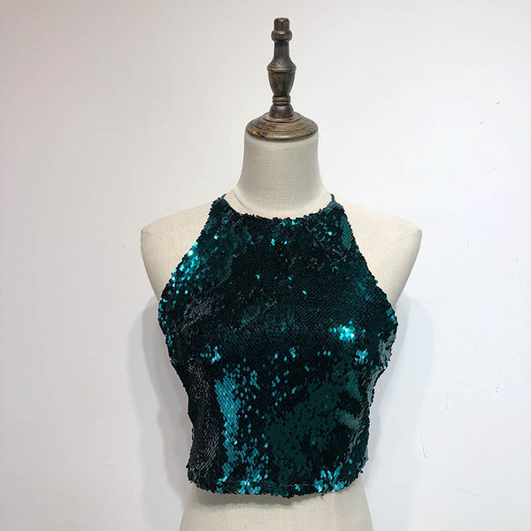 Maieu scurt de dama cu paiete de culoare verde