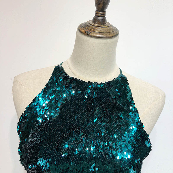 Maieu scurt de dama cu paiete de culoare verde