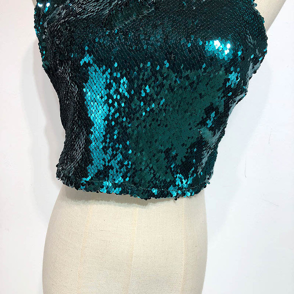 Maieu scurt de dama cu paiete de culoare verde