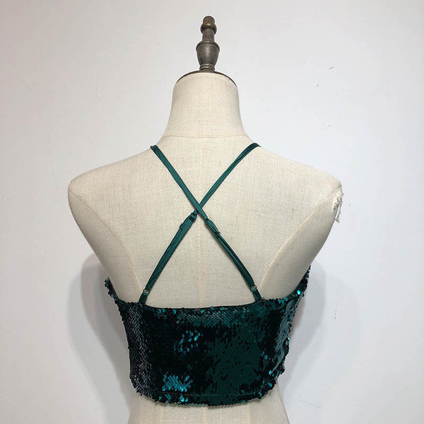 Maieu scurt de dama cu paiete de culoare verde