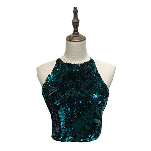 Maieu scurt de dama cu paiete de culoare verde