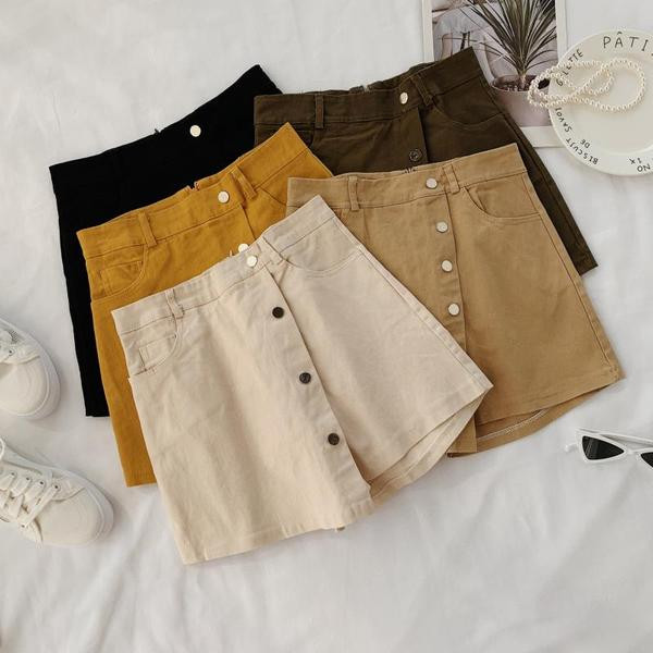 Pantaloni-fustă de damă din denim cu nasturi