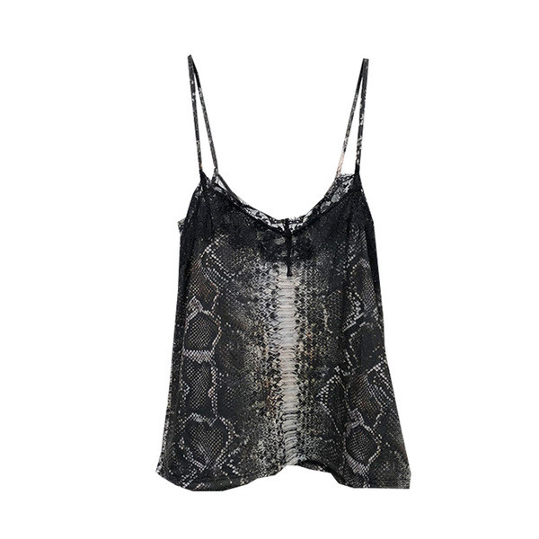 Maieu elegant de damă cu bretele subțiri cu imprimeu animal