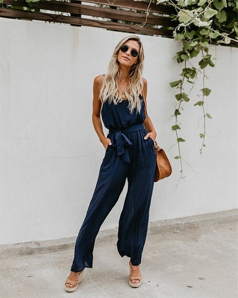 Γυναικεία ολόσωμη φόρμα με λεπτούς ιμάντες ώμου σε τρία χρώματα