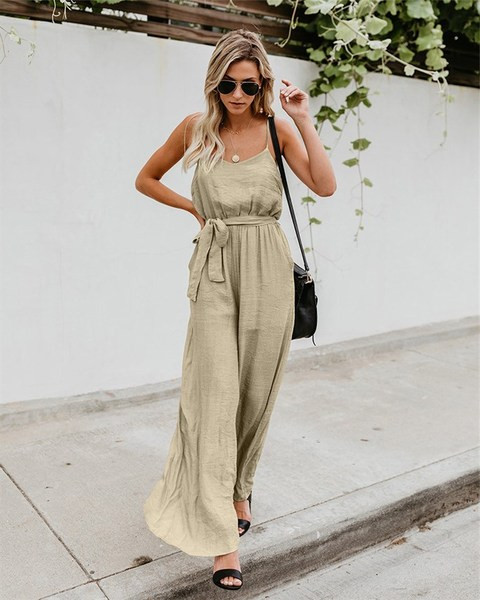 Γυναικεία ολόσωμη φόρμα με λεπτούς ιμάντες ώμου σε τρία χρώματα