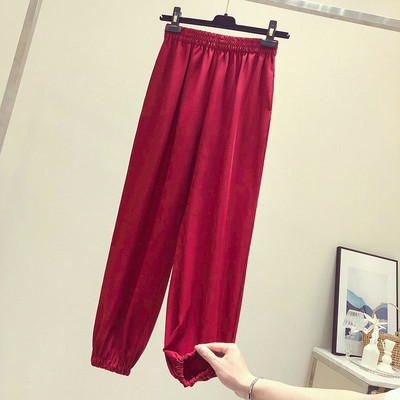 Ежедневен дамски панталон в червен  и черен цвят