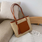 Geanta de plaja de dama cu manere lungi in trei culori