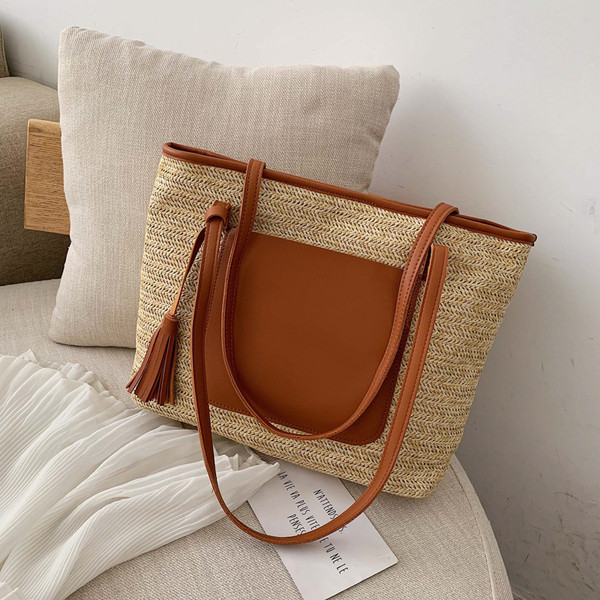 Geanta de plaja de dama cu manere lungi in trei culori