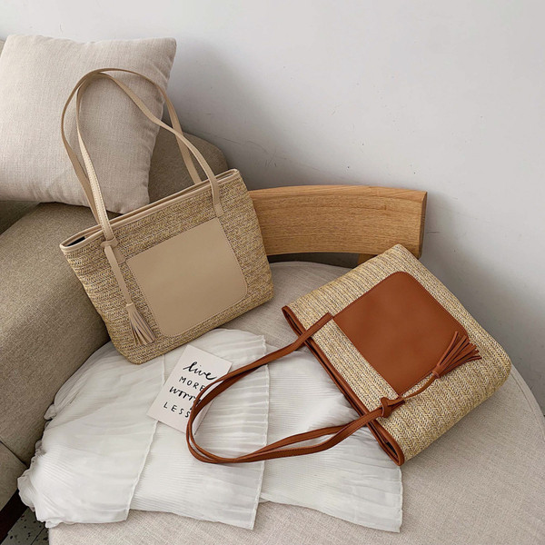 Geanta de plaja de dama cu manere lungi in trei culori