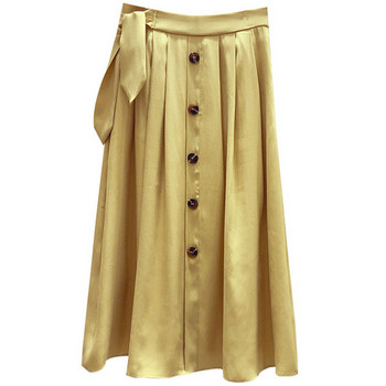 Fusta de dama decupata cu nasturi in trei culori