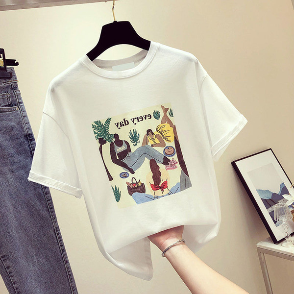 Tricou elegant de damă cu imprimeu alb