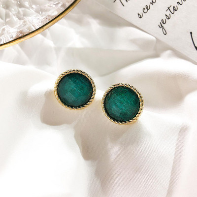 Cercei moderni de dama in trei culori cu forma rotunda